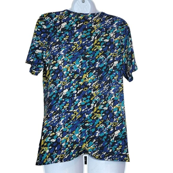Travel Smith Top, Women S, Blue, Tan, Black Abstract Print, SS, Polyester, EUC - Picture 4 of 12